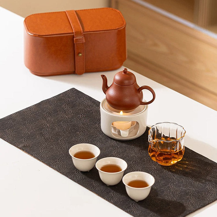 Tranquility | Portable Zisha teapot with candle stove set - Teaware Space