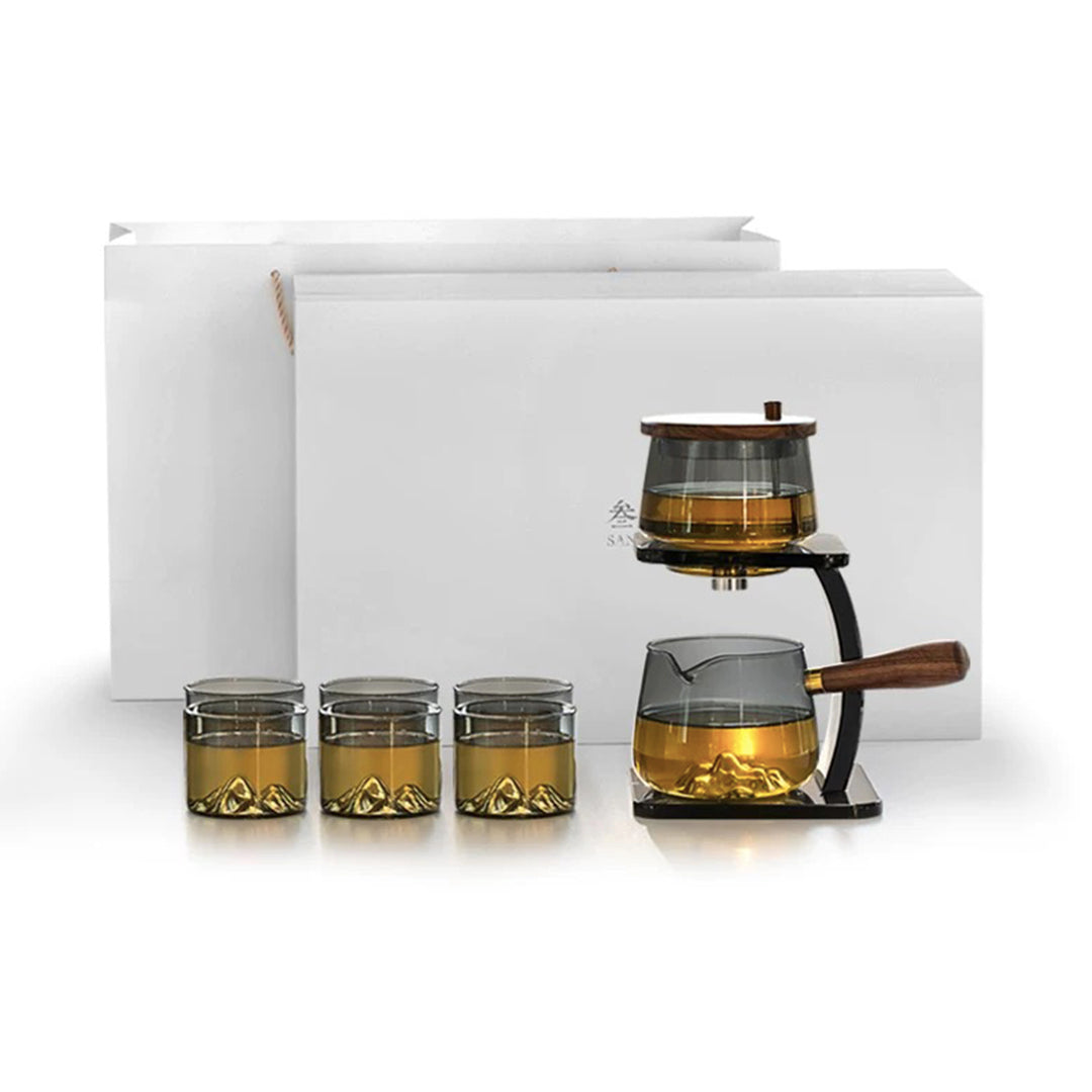 3D mountain design semi Automatic teapot set for loose leafy tea   | luxury tea gift set