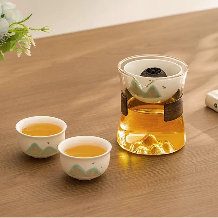 Peace in Mind -  3D mountain glass teapot with rotating infuser - Teaware Space