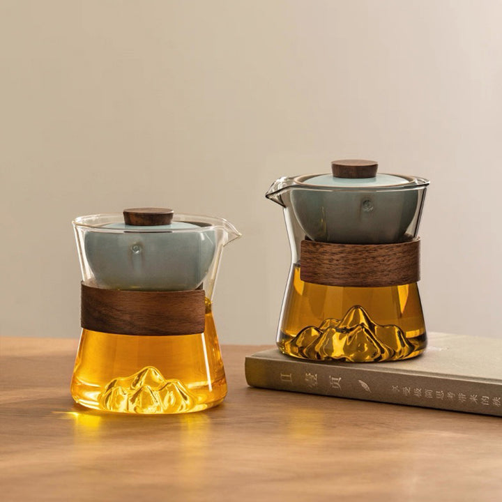 Comfy Hill - Glass and Ru-ware  travel tea set with rotate teapot