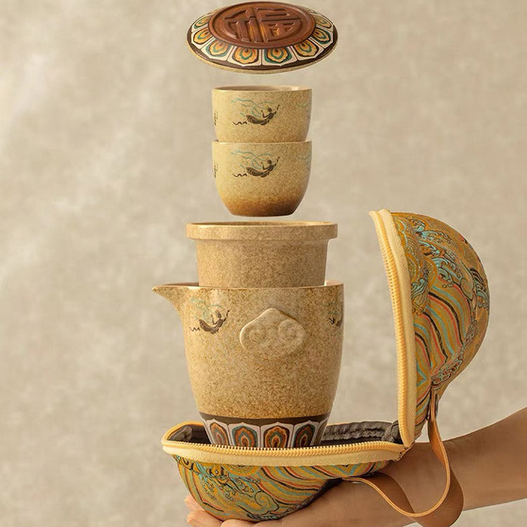 Flying Apsaras - Dunhuang portable tea set for two