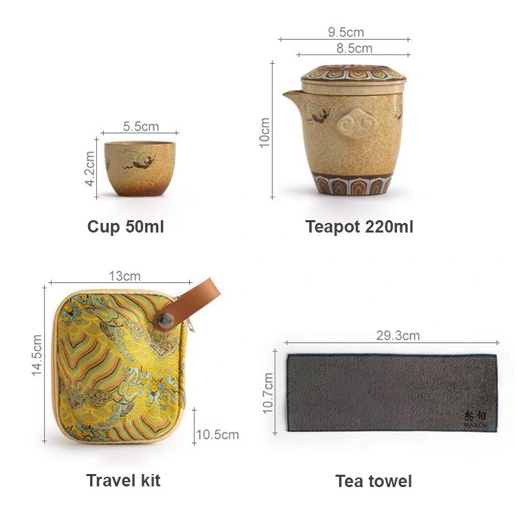 Flying Apsaras - Dunhuang portable tea set for two