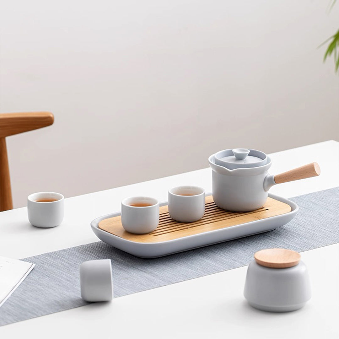 Service à thé de voyage minimaliste grand avec plateau | Van life home boho décor / Pendaison de crémaillère/Mariage/Cadeau d’anniversaire