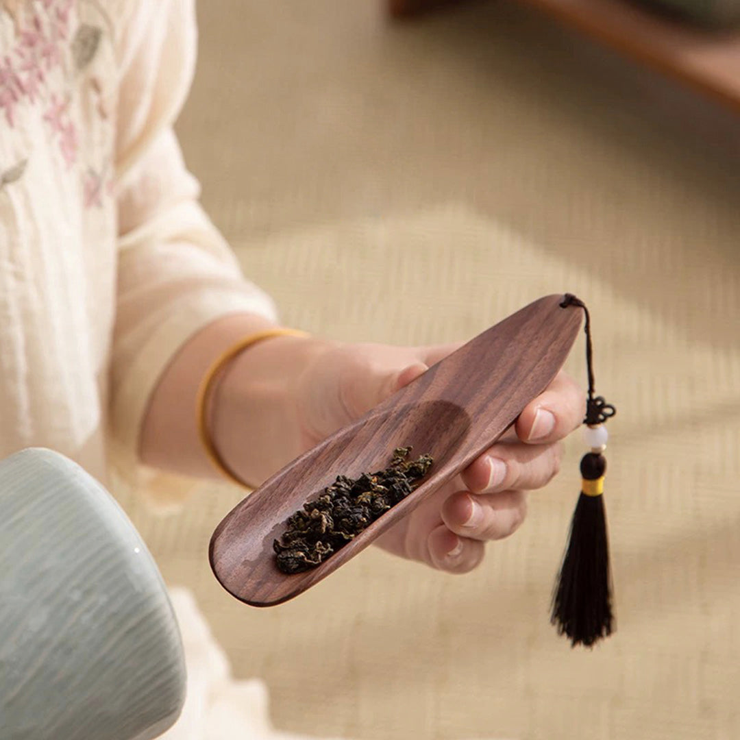 Custom tea ruler |Walnut wood tea spoon for tea ceremony