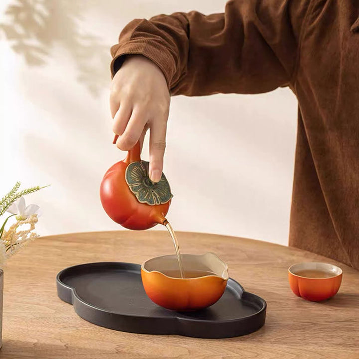 Surrender - 7 pcs Persimmon kungfu tea set with tray