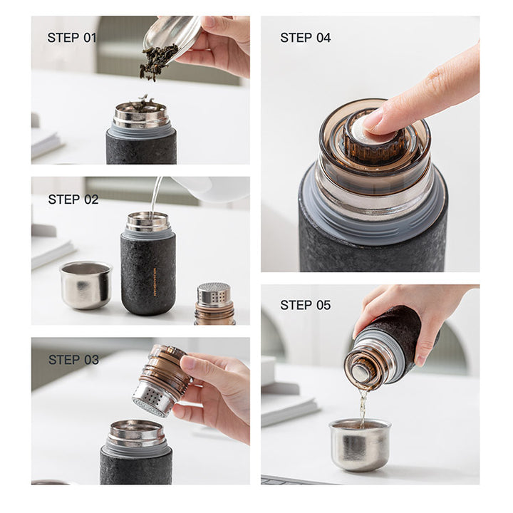 Celestia - Black/Silver Titanium Tea Infuser Bottle