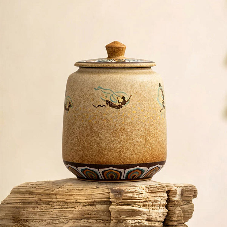 Flying Apsaras - Mogao Grottoes handmade tea tin - Teaware Space