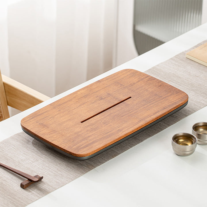 Returning to Seclusion - Personalized Bamboo tea tray with drainer - Teaware Space