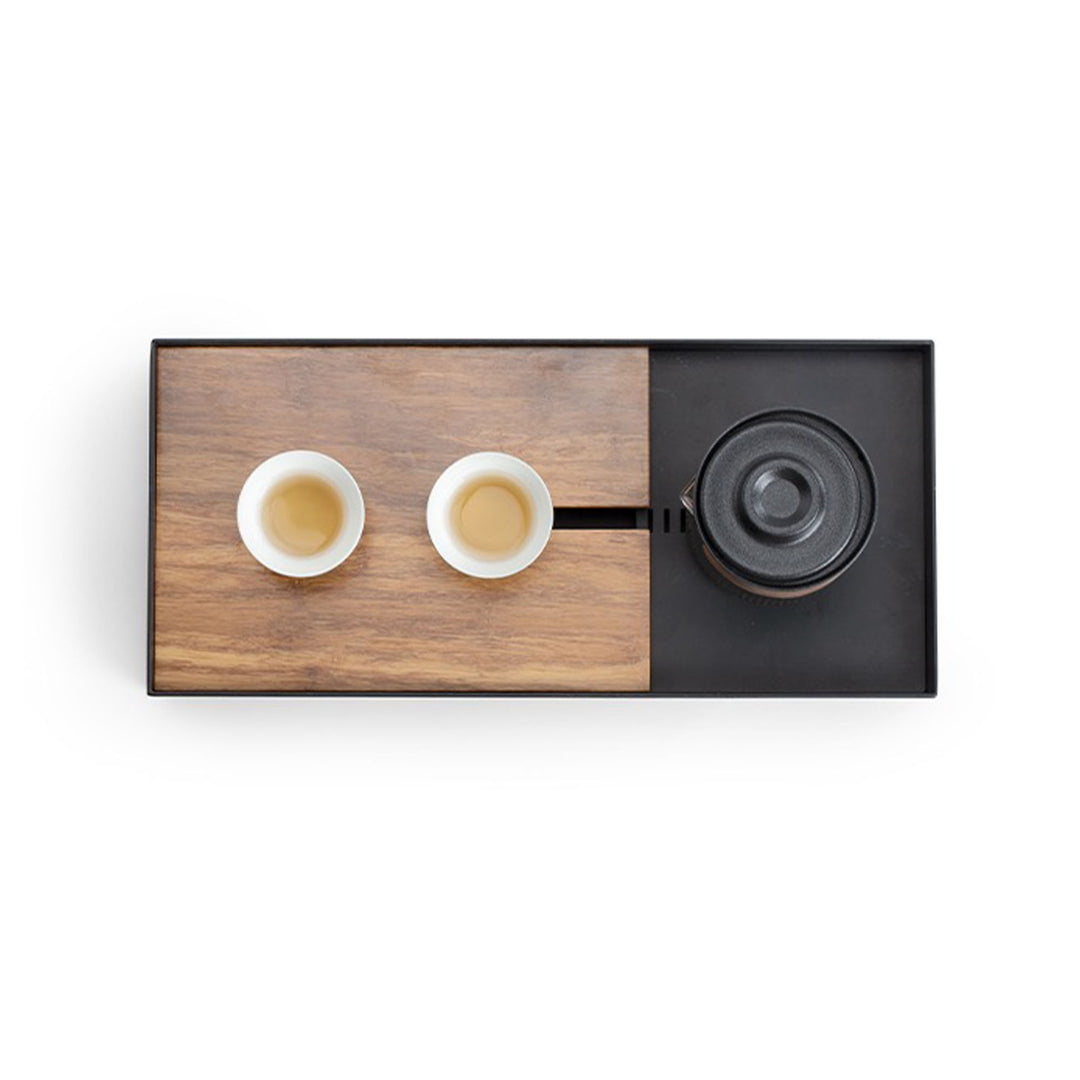 Personalized modern bamboo stainless steel tea serving tray | Half handmade | Gift for new home