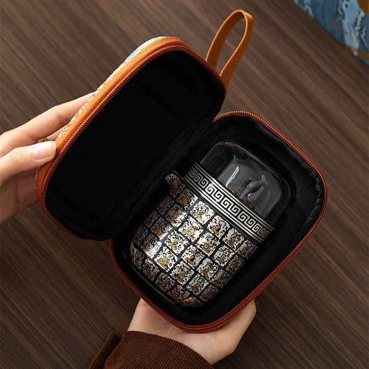 Thousand Buddha - Handmade silver and ceramic travel tea set - Teaware Space