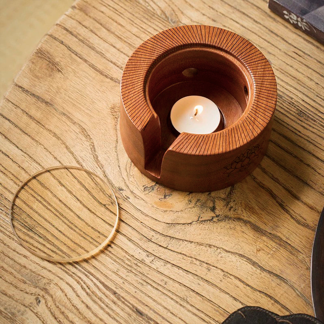 Walnut wood tea warmer candle stove | Essential oil burner