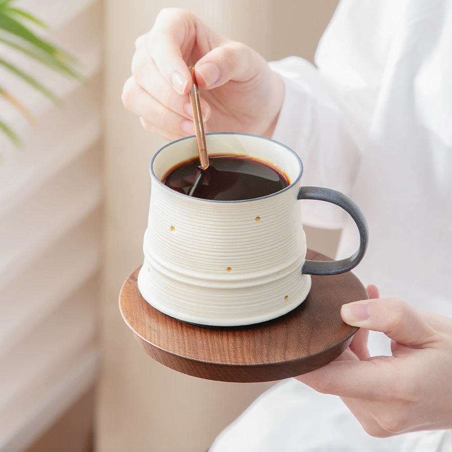 Shanti - ceramic latte mug with saucer - Teaware Space