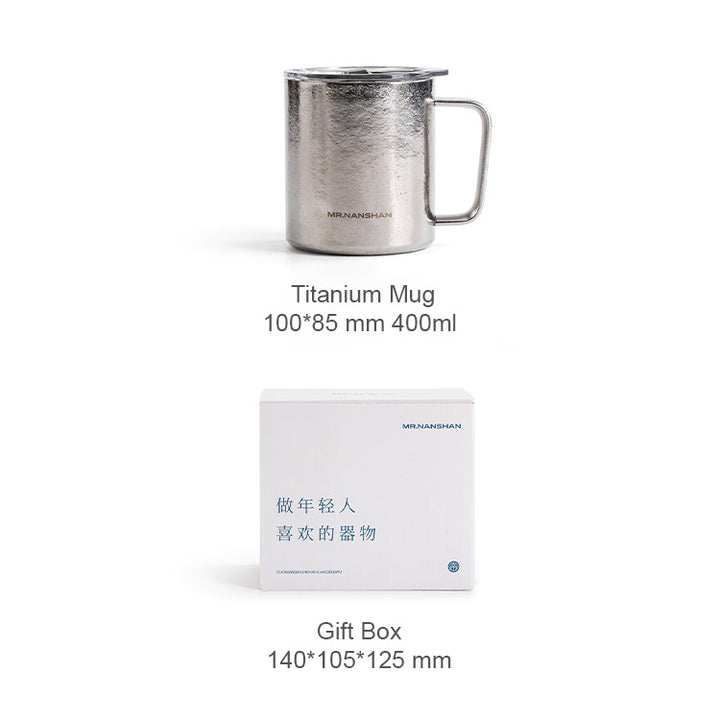 Enjoy - Pure Titanium mug with lid for coffee and tea