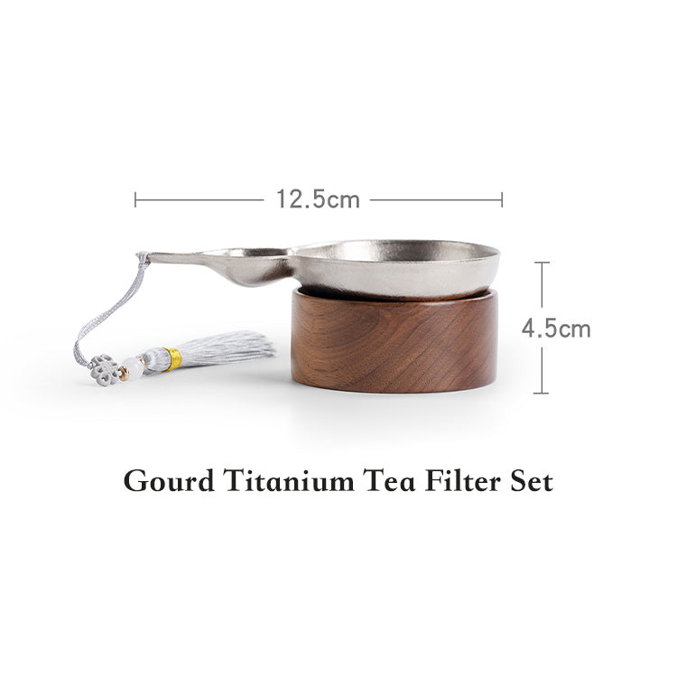 Gourd Gharm - Titanium tea strainer with holder set | Tea filter - Teaware Space