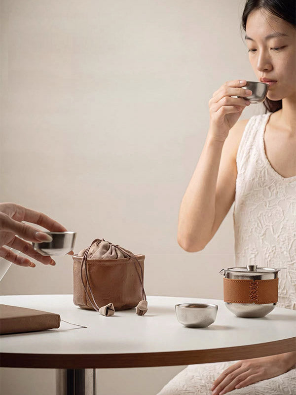 Titanium tea set for office 