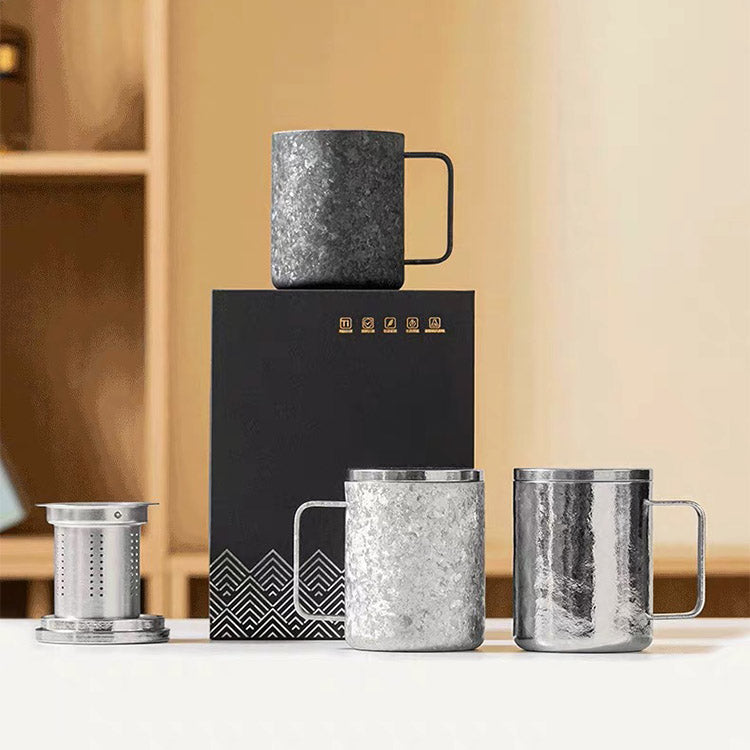 Unbreakable - Black Titanium tea infuser mug with lid