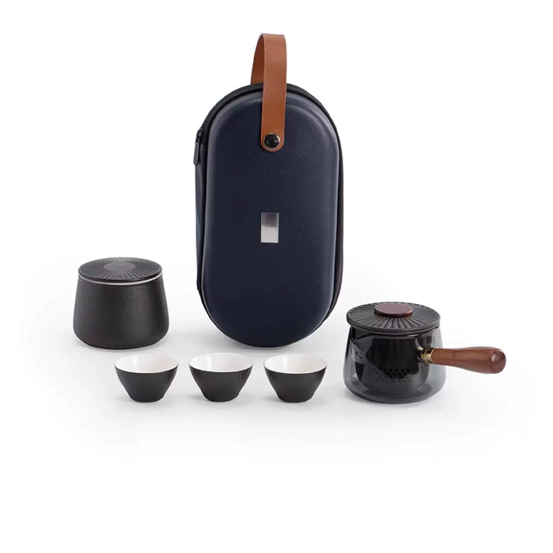 Travel tea set with container and case | Custom tea set with name/quote/logo | Gift for him