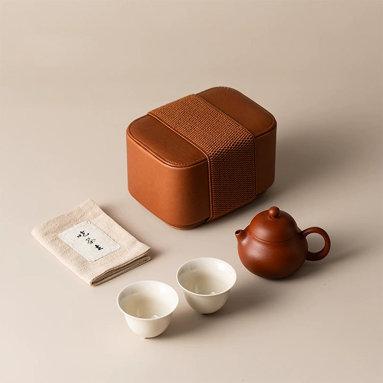 zisha teapot with 2 cups with case 