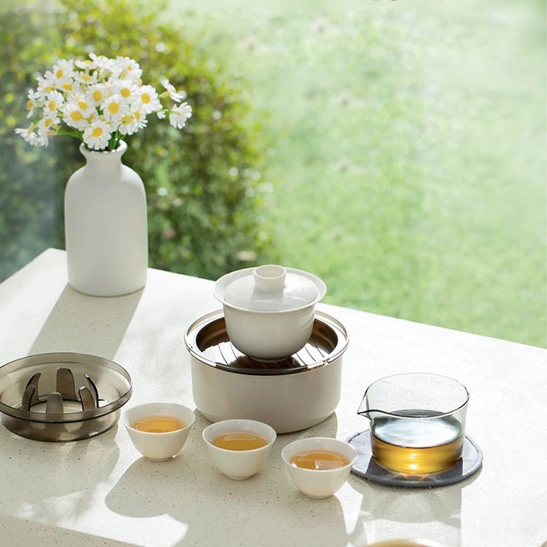 Travel tea set for two, portable tea set with case