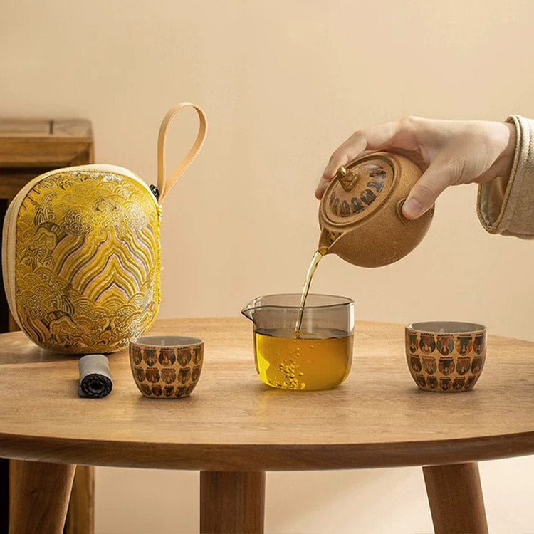 Thousand Buddha - Handmade portable tea set for couple - Teaware Space