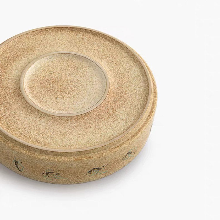 Flying Apsaras - Dunhuang handmade round tea tray with drainage