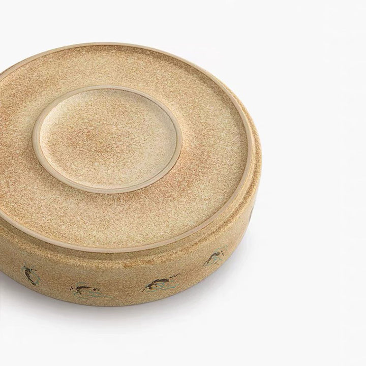 Flying Apsaras - Dunhuang handmade round tea tray with drainage