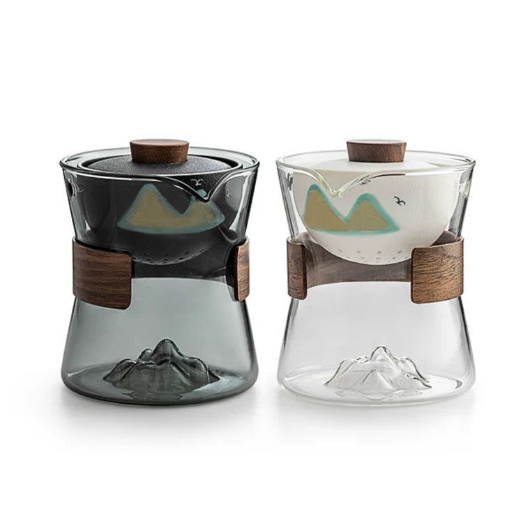 Peace in Mind -  3D mountain glass teapot with rotating infuser - Teaware Space