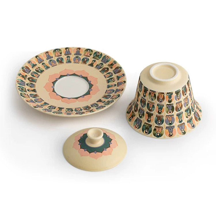 Thousand Buddha - Handmade Gaiwan tea set for one/two - Teaware Space