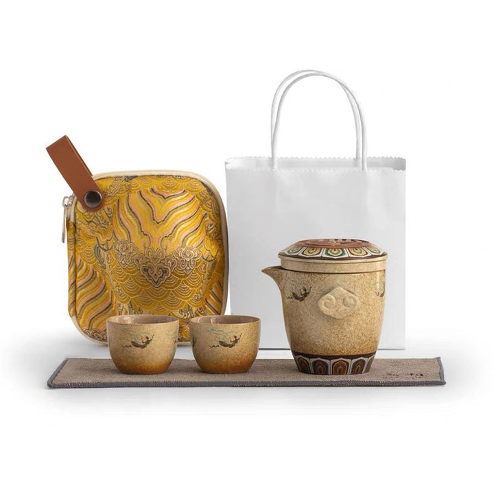 Flying Apsaras - Dunhuang portable tea set for two