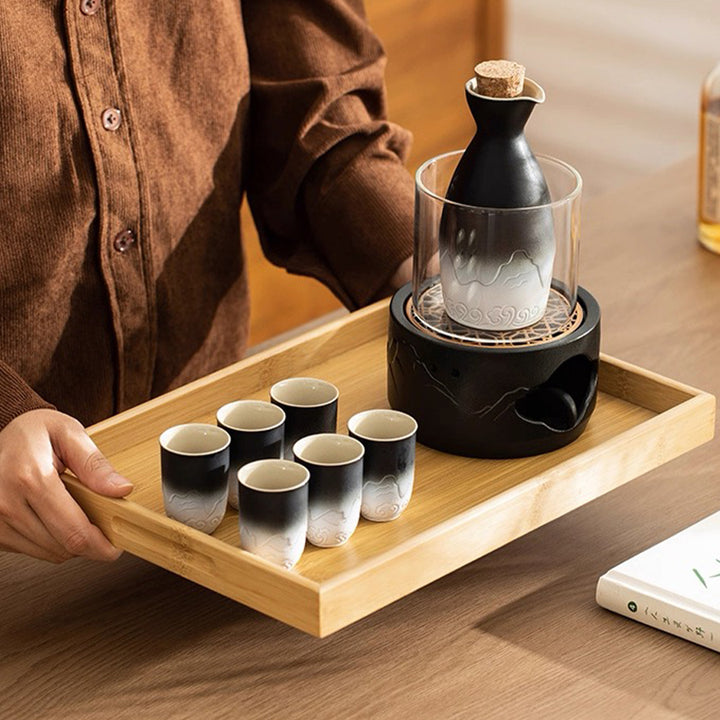 Mountain and Sea - Authentic hot sake set with warmer
