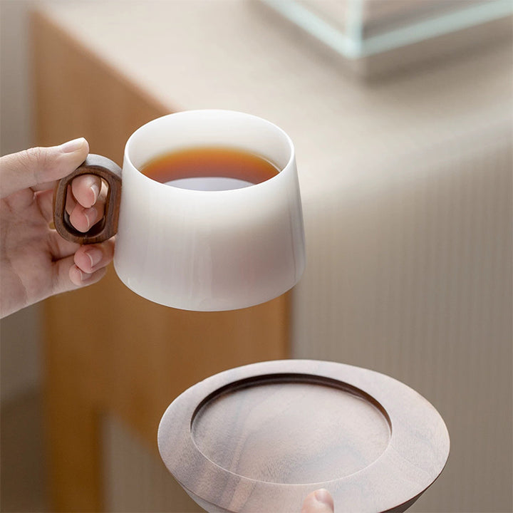 Alkiad - White ice jade porcelain latte mug set