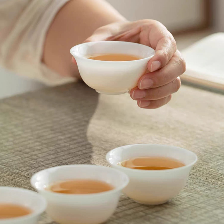 Ruobai - White ceramic Sancai Gaiwan tea set