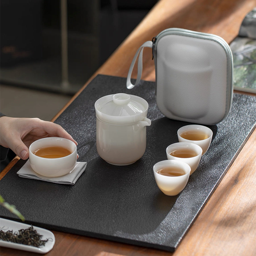 the best portable tea set for travel - white ceramic gift for yoga lovers 