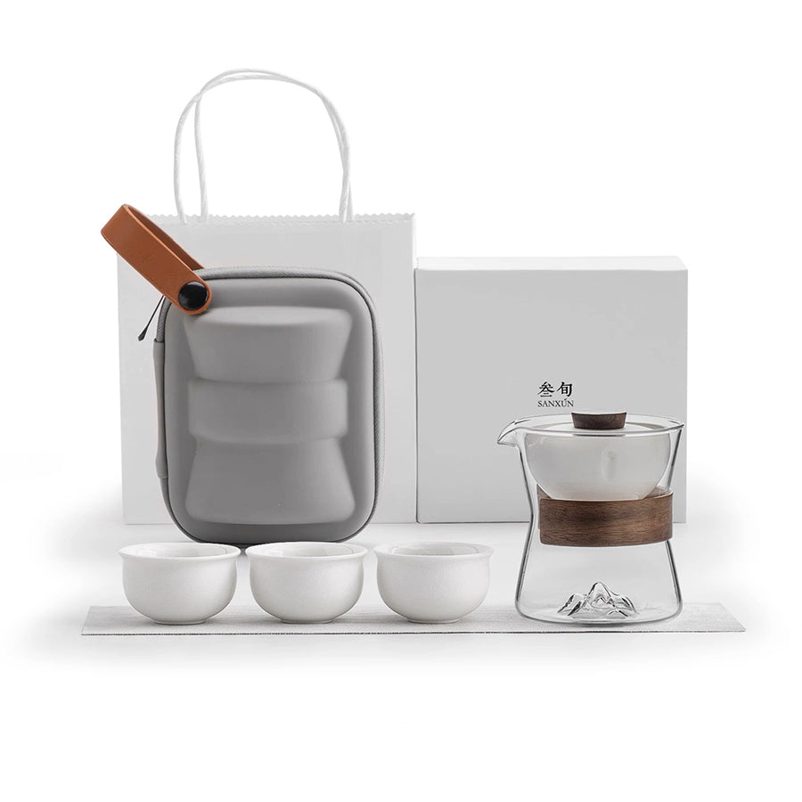 Comfy Hill - Glass rotate travel tea set with case