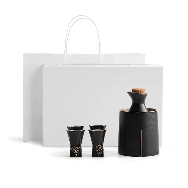 Lucky Cloud - Vintage black sake warmer set