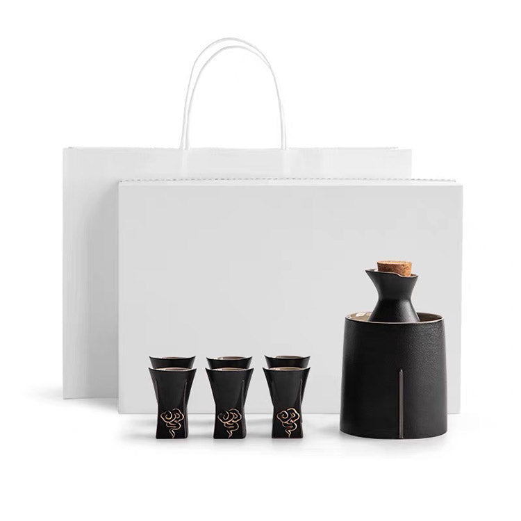 Lucky Cloud - Vintage black sake warmer set
