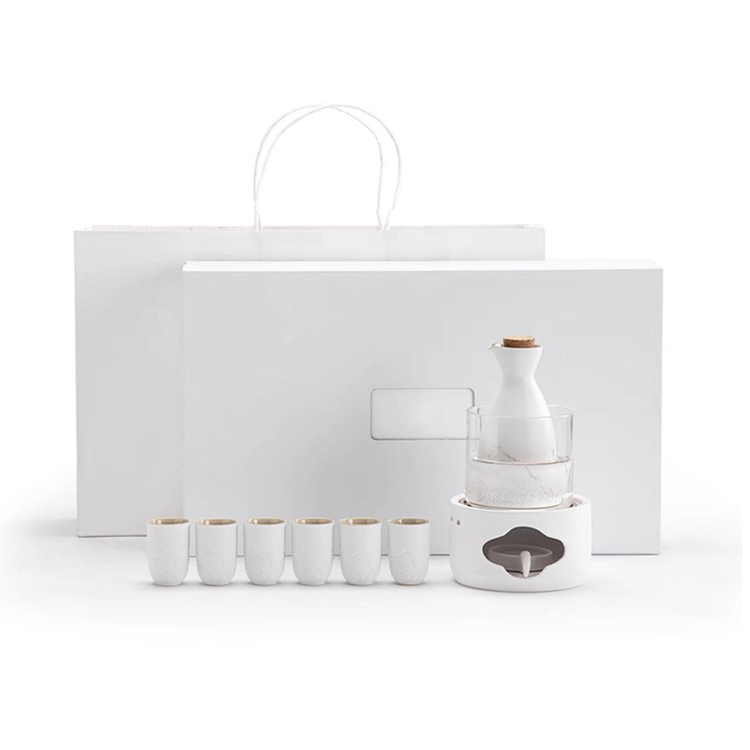 Mountain and Sea - Japanese sake set with warmer