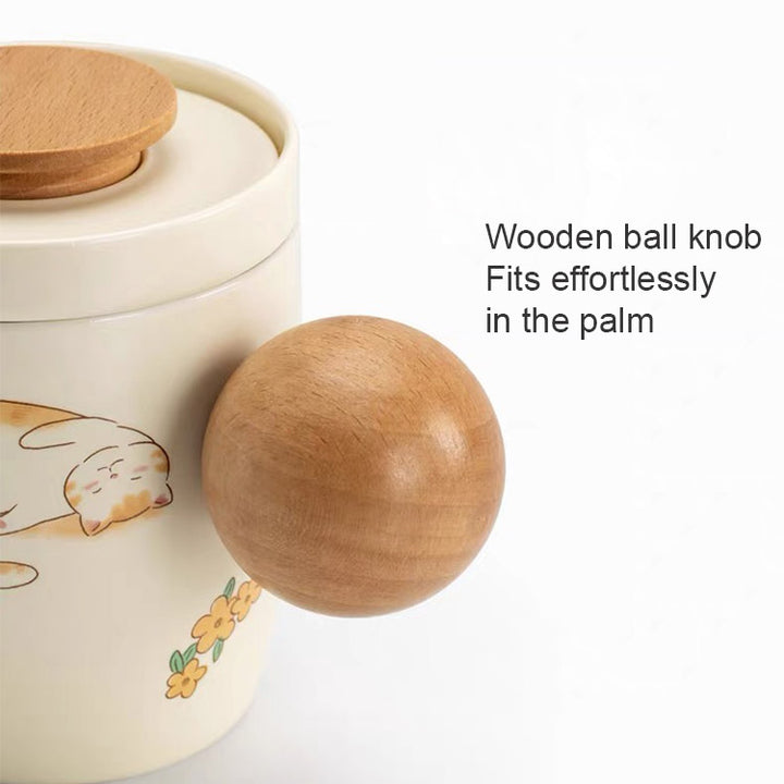 Lazy Cat - Handmade Cream cat infuser mug for tea