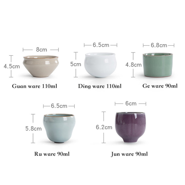 Five Famous Kilns | Handmade tea cups set for gift - Teaware Space