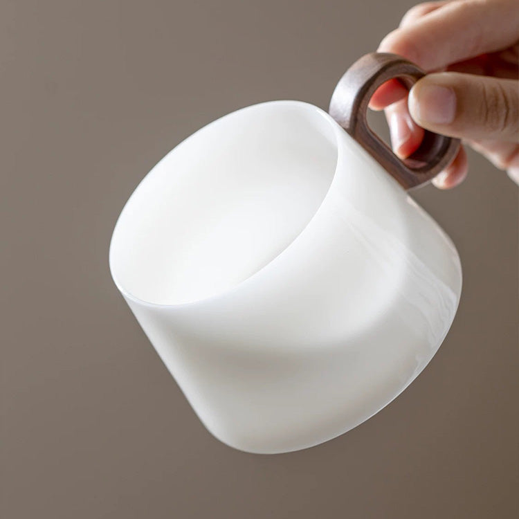 Alkiad - White ice jade porcelain latte mug set