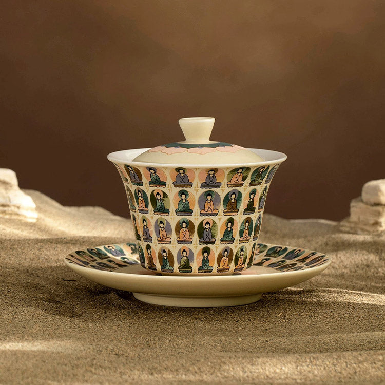 Thousand Buddha - Handmade Gaiwan tea set for one/two - Teaware Space