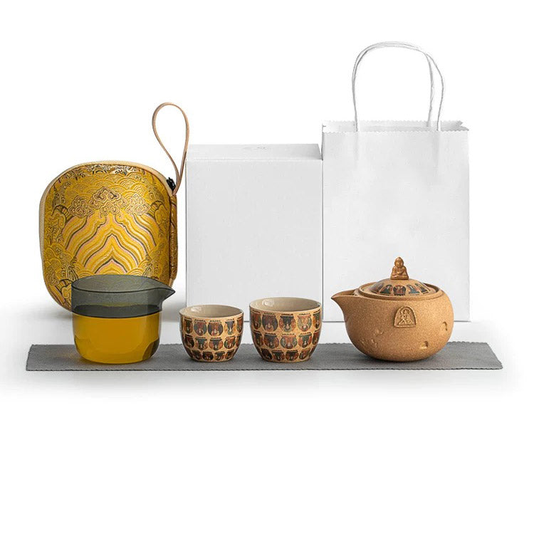 Thousand Buddha - Handmade portable tea set for couple - Teaware Space