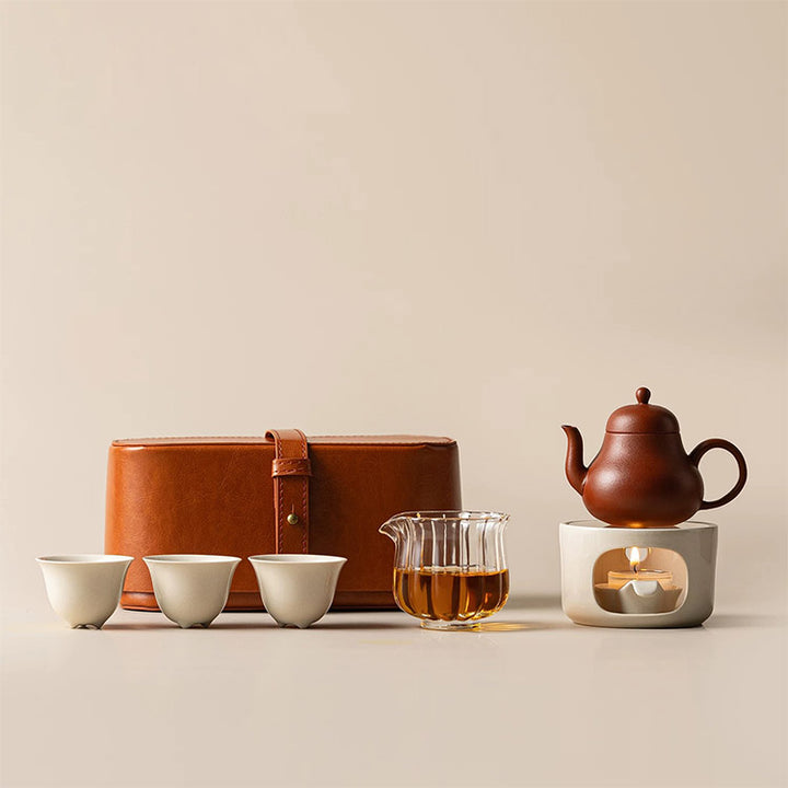 Tranquility | Portable Zisha teapot with candle stove set - Teaware Space