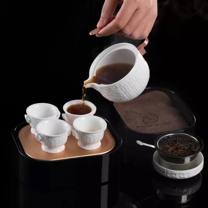 Travel tea set of 9 with storage moon box - Teaware Space