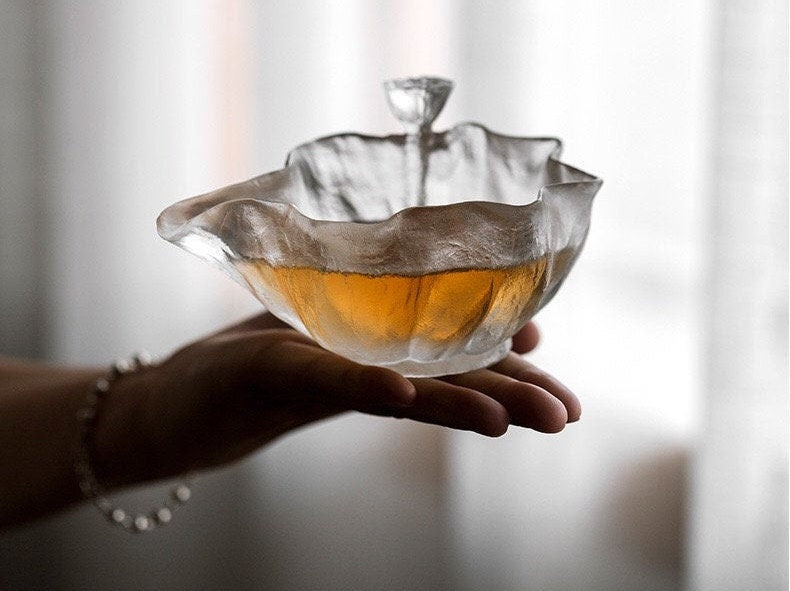 Handmade luxury vintage fair tea cup Frozen Burning glaze Ice lotus leaf Dispenser | tea drinker gift | kungfu accessories | unique design - Teaware Space