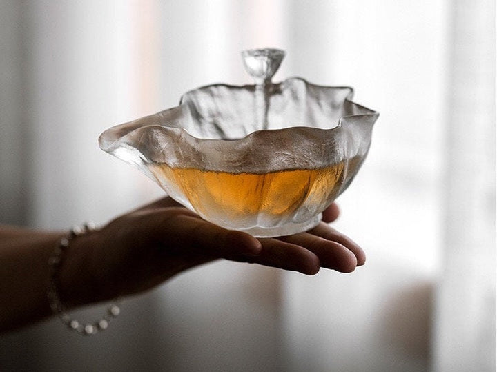 Handmade luxury vintage fair tea cup Frozen Burning glaze Ice lotus leaf Dispenser | tea drinker gift | kungfu accessories | unique design - Teaware Space