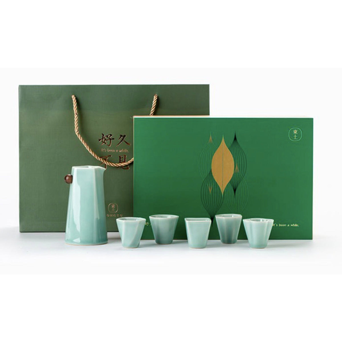 Luxury Vintage Sake Set | 1 saki pot with 5 cups | Japanese liquor set | wedding gift Boho decor - Teaware Space