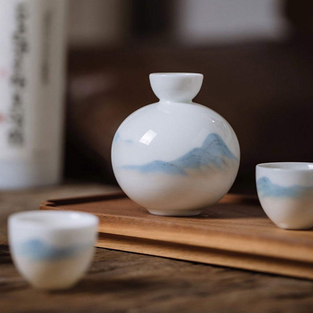 Handmade ceramic Mini Japanese sake set of 3 | Dining decor | Gift for man