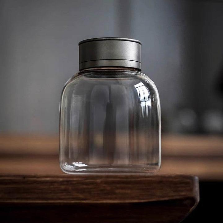 Glass tea/coffee Canister | 10oz or 25oz Glass jar with lid | Home bar deocr