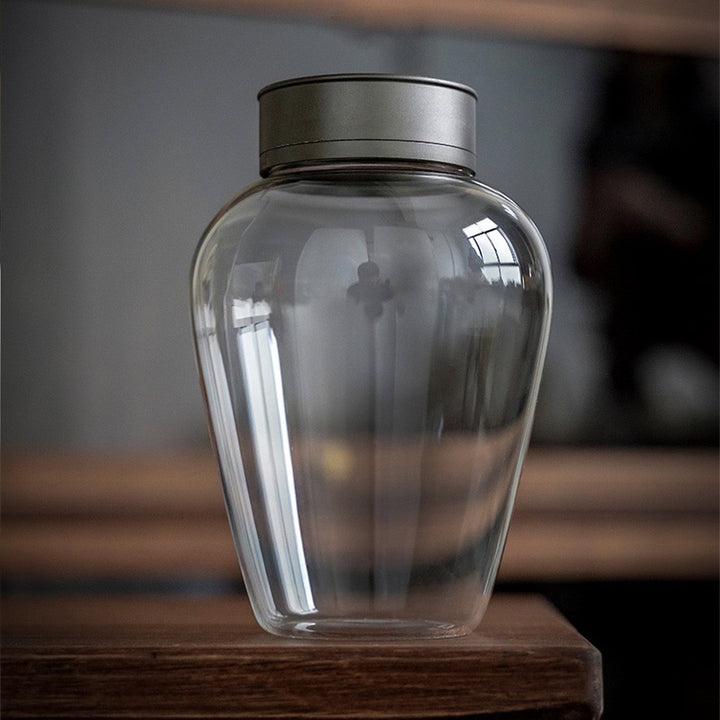 Glass tea/coffee Canister | 10oz or 25oz Glass jar with lid | Home bar deocr